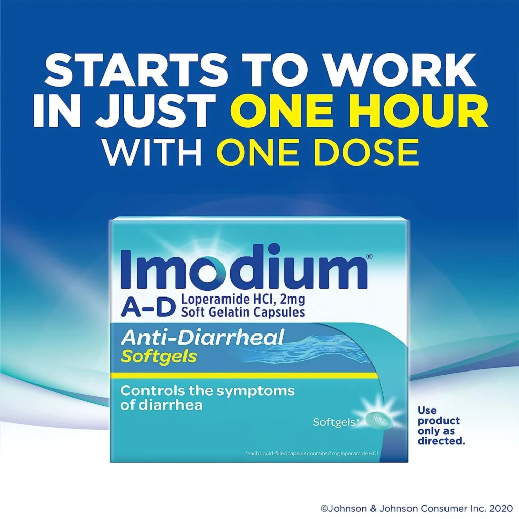 Imodium A-D Loperamide HCl 2 mg Anti-Diarrheal Softgels (Box of 24)