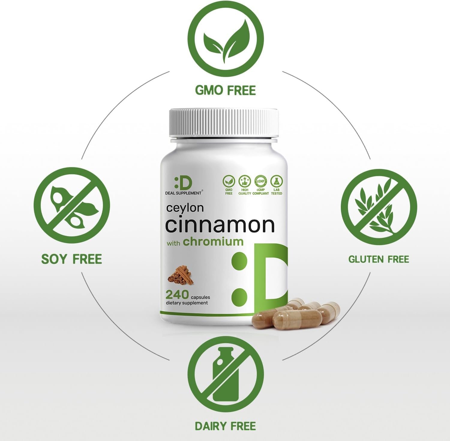 Ceylon Cinnamon with Chromium 1000mcg, 240 Capsules - Image 6
