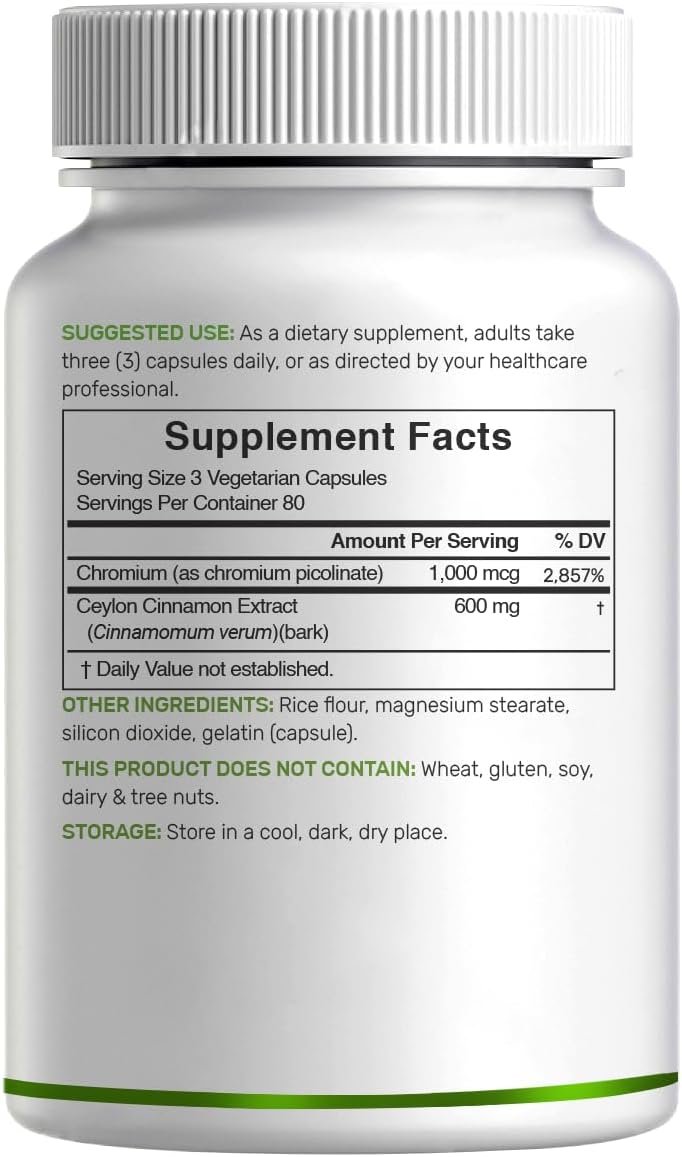 Ceylon Cinnamon with Chromium 1000mcg, 240 Capsules - Image 2