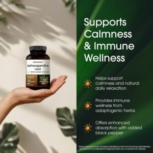 NatureBell Ashwagandha Root with Black Pepper Extract - 240 Capsules