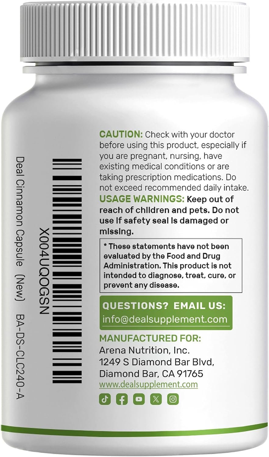 Ceylon Cinnamon with Chromium 1000mcg, 240 Capsules - Image 3