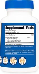 Nutricost Garlic 1000mg, 240 Softgels, Odorless, Gluten Free