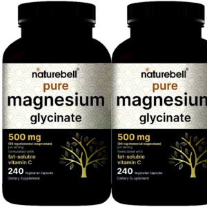 NatureBell Pure Magnesium Glycinate 500mg Per Serving, 2 Pack, 480 Capsules