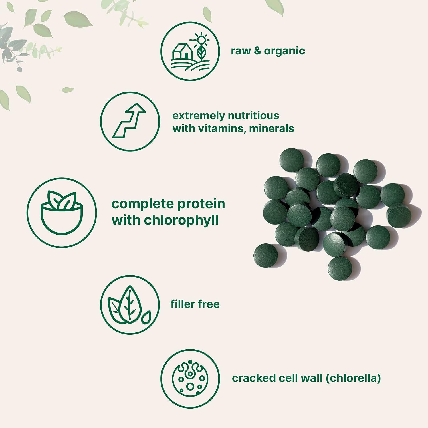 Organic Chlorella Spirulina 3000mg Tablets - Image 3