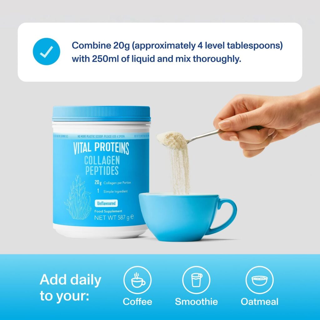 Vital Proteins Collagen Peptides Powder, Unflavoured, 587g Bovine Collagen Peptides | Type I & III Collagen | 29 Servings | Hair, Skin, Nail Support